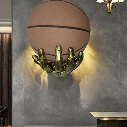 Mechanical Hand Wall Mounted Basketball Holder, Punk Style Garage Ball Storage Rack, Space Saving Display Stand for Room and Garage, Sports Wall Decor, Ball Organizer Shelf