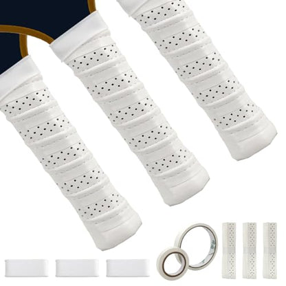 Pickleball Grip Tape 3pcs Overgrip Pickleball Paddle Grip Tape with Raised Ridge Replacement Grip Wrap Accessory for Pickleball Paddle Handle - color: White
