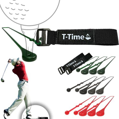 T-Time® Golf Tee Anchor Leash & Tether – US Patented – Keeps Tees in Place for Driving Range and Simulator Practice. - color: 2 Straps + 9 Silicone Strings (3 Pink, 3 Green, 3 Grey)