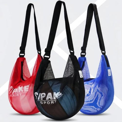 Basketball Carrying Bag with Multiple Compartment Adjustable Shoulder Strap Nylon Crossbody Bag for Training - color: Black