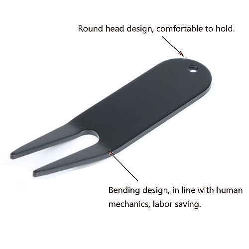 Metal Golf Divot Tools Bending Golf Divot Repair Tool Golf Ball Mark Fairway Repair Fork Golf Green Repair Tool 4 Pieces (Black)