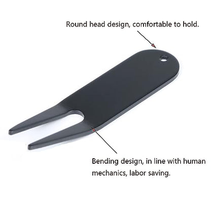 Metal Golf Divot Tools Bending Golf Divot Repair Tool Golf Ball Mark Fairway Repair Fork Golf Green Repair Tool 4 Pieces (Black)