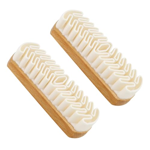 Suede Shoe Brush and Eraser,2 in 1 Scrub Suede Shoe Brush, Rubber Polish Eraser with Soft Plastic Bristles for Nubuck Cleaning (Wood Handle/2pcs) - color: Wood Handle/2pcs