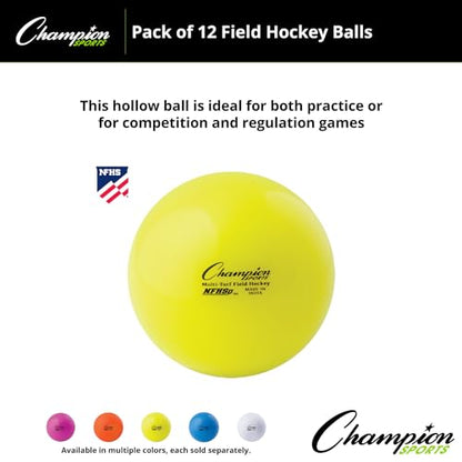Champion Sports Field Hockey Balls – NFHS Approved, High-Visibility Regulation Balls, 12-Pack