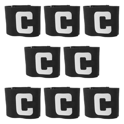 8pcs Black Adjustable Captain Bands Elastic Football Arm Band for Soccer Team Game, Anti-Drop Sports Leader Armband for Adult Youth Players