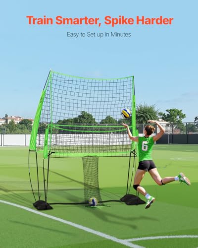 VEVORAdjustable Height Badminton Net Set for Backyard Beach Lawn, Outdoor Portable Volleyball Net with Carrying Bag, 4 Square Quick Assemble Game Set for Kids and Adults