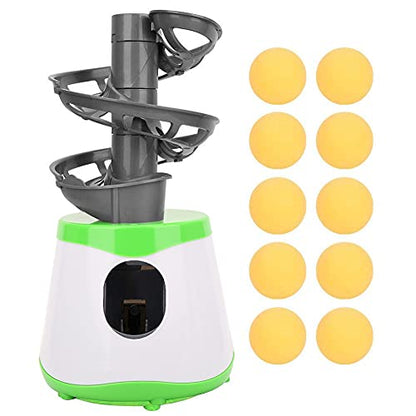 Table Tennis Machine, Automatic Launcher, Portable ABS Trainer, 10 Balls Included, Green