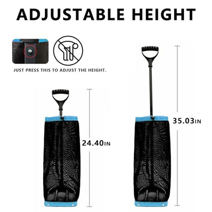Tennis Ball Hopper, Holds 40+ Pickleballs or 50+ Tennis Balls, Lightweight Durable Steel Frame, Portable Adjustable Ball Picker（Excluding Ball） - color: Blue