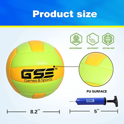 GSE Games & Sports Expert Outdoor Badminton and Volleyball Combo Set, Yard Net Game Set with Ball, Pump, Boundary Line and Carry Bag for Backyard, Beach, Lawn and Park, Family Games - color: Professional Volleyball Set