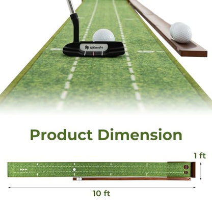 Goplus Golf Putting Mat, 10FT Putting Green Practice Training Aid with 2 Holes/3 Holes, Auto Ball Return, 3 Golf Balls, Training Mini Games for Indoor Outdoor Home Office Golfers Men Women - style: 2 Holes