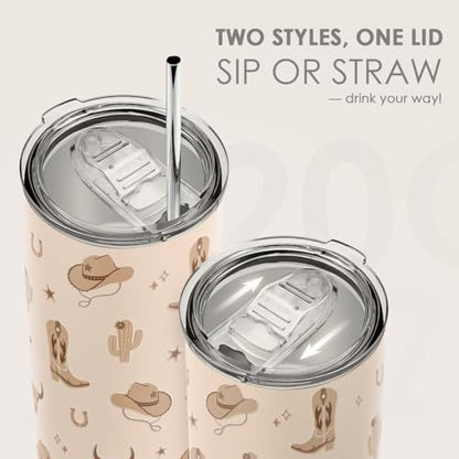 SANDJEST Cowgirl Tumbler 20oz, Stainless Steel Travel Cup with Lid, Insulated Coffee Mug, Cowgirl Gifts for Women Girls Friends Sisters on Birthday Christmas (Beige) - color: Cowgirl 1