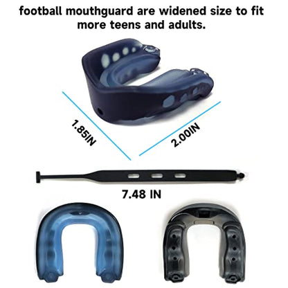 2 Pack Football MouthGuard with Straps and Case,Kid Mouth Guard Youth Football Mouthpiece,Kid Sports Mouth Guard for Boxing, Basketball, MMA, Lacrosse,Hockey,MouthGuard for Kid&Youth - size: Kid