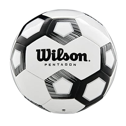 WILSON Unisex Pentagon Bronze Series Soccer Ball, Adult, White/Black - size: 5
