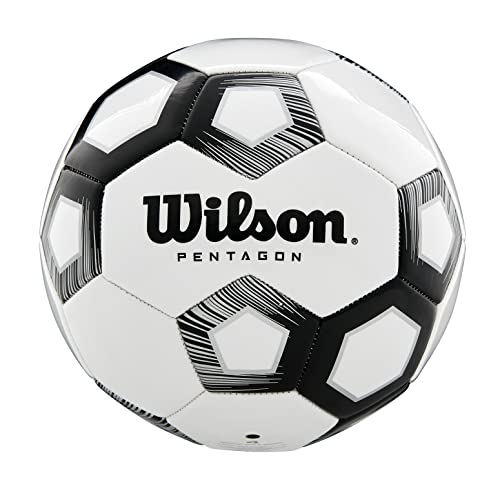WILSON Unisex Pentagon Bronze Series Soccer Ball, Adult, White/Black - size: 5