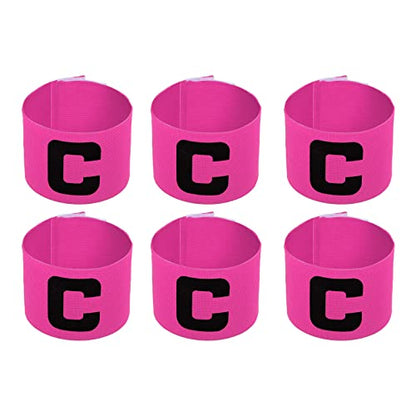 PATIKIL Soccer Captain Armband, 6 Pcs Elastic Protective Arm Badge for Youth Adult Team Training - color: Rose Red