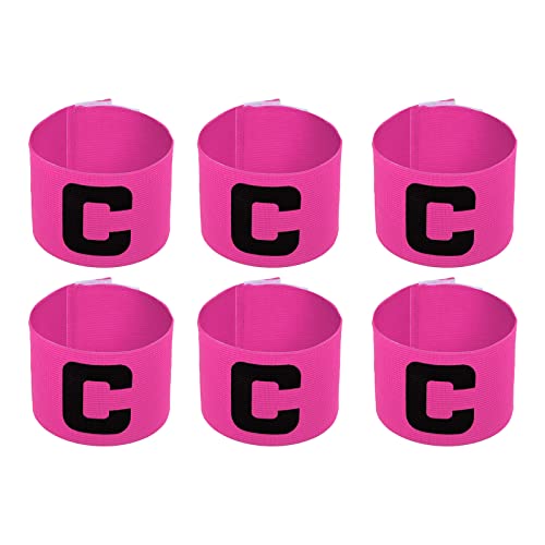 PATIKIL Soccer Captain Armband, 6 Pcs Elastic Protective Arm Badge for Youth Adult Team Training - color: Rose Red