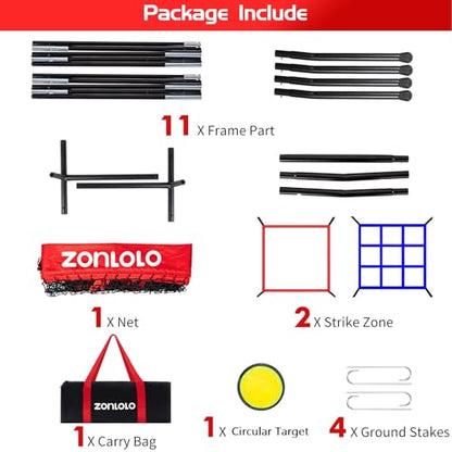 Zonlolo 6 x 6 FT Baseball Net with 3 Diffferent Targets, Portable Practice Net for Batting，Hitting，Pitching and Throwing,Compact Package with Small Carrying Bag，Great for Kids - color: Red