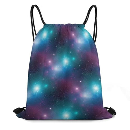 Water Resistant Drawstring Backpack Gym String Bag with Compartment for Yoga Swimming Beach Sports Unisex, Purple Galaxy Blue Bags - color: Picture (515)
