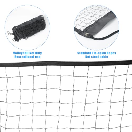 Luwint Backyard Volleyball Net 21ft, Recreational Volleyball Net Only for Outdoor Indoor Beach, Black Practice Net for Casual Games & Backyard Sports