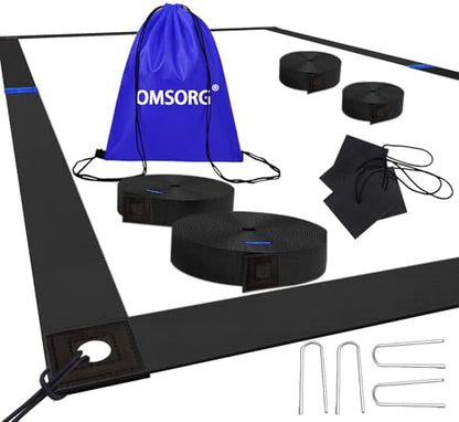 OMSORG 2-in-1 Beach Volleyball Lines, Heavy Duty Volleyball Boundary Lines with Reinforced Corners, Fit for Sand Backyard Grass 2 inch, Official Court Size 26.3' X 52.6'