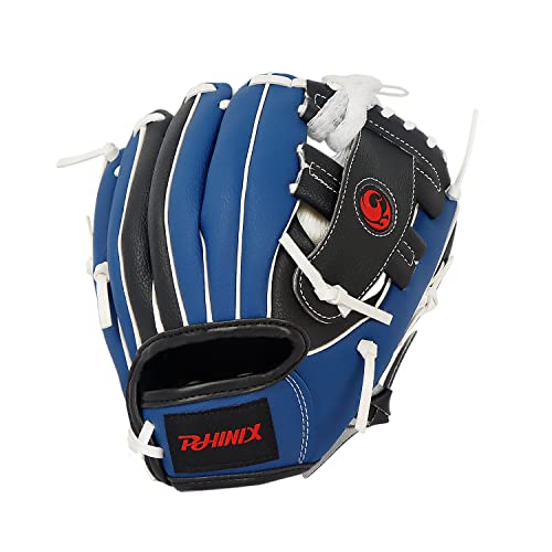 PHINIX Tee Ball Glove with Soft Baseball for Kids Play & Training 8.5"-10" - color: Right Hand Throw-Black/Navy/White, size: 10 "
