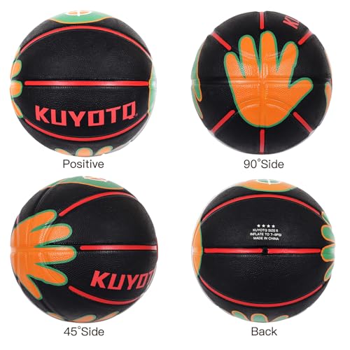 KUYOTQ Size 5/6 Basketball 27.5"/28.5" for Kids Youth Womens with Visual Hand Print Guide, for Shooting Practice, Correct Shooting Form and Improve Accuracy, Essential Basketball Training - size: Size 6 Youth - 28.5" Ages 11-14, Women 12+