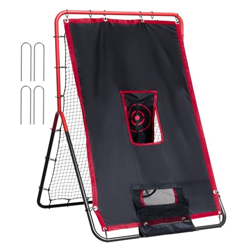 VEVOR Baseball and Softball Rebounder Net, PitchBack Baseball Pitching Net, Volleyball Pitch Return Trainer Rebound Net with Pitching Target, All Angle Fielding Rebound Net for Grounders Pop Flies - style: 3X4.5FT(upgraded 2IN1)