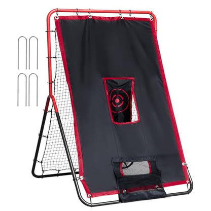 VEVOR Baseball and Softball Rebounder Net, PitchBack Baseball Pitching Net, Volleyball Pitch Return Trainer Rebound Net with Pitching Target, All Angle Fielding Rebound Net for Grounders Pop Flies - style: 3X4.5FT(upgraded 2IN1)