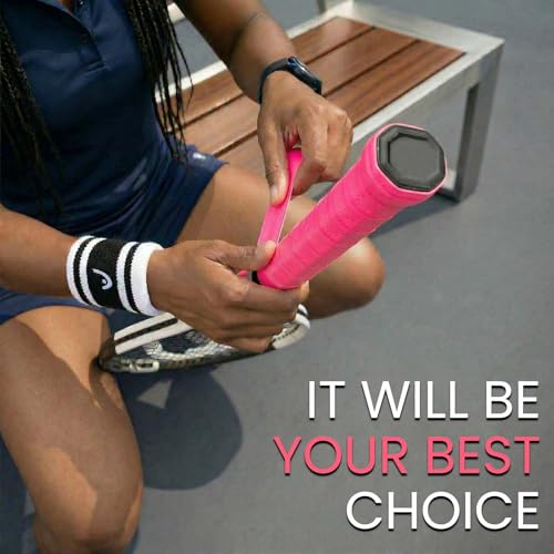 12 PCS Tennis Racquet Grip Tape, Overgrip for Tennis Racket Badminton Squash Pickleball, Non Slip Sweat Absorbing Replacement Grip Wrap, Comfortable Anti Shock Feel, Easy Install - color: Pink