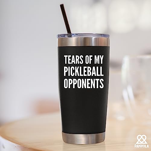 Panvola Tears of My Pickleball Opponents Tumbler Sports Player Gifts For Dad Mom Grandpa Grandma Vacuum Insulated Stainless Steel Tumbler With Removable Lid And Straw (20 oz) - style: 20 oz