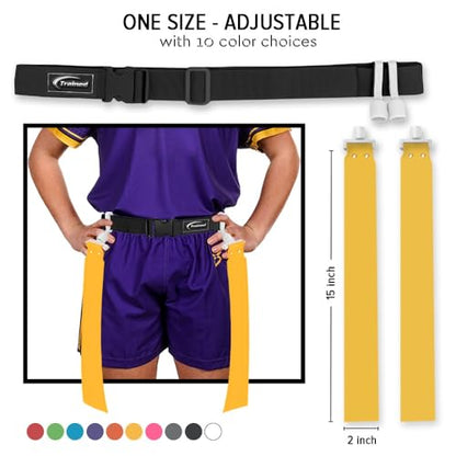 Trained Flag Football Set – Adjustable Flag Football Belt with 2 Flags & Audible Pop – Durable Flag Football Gear for Youth, Kids & Adults