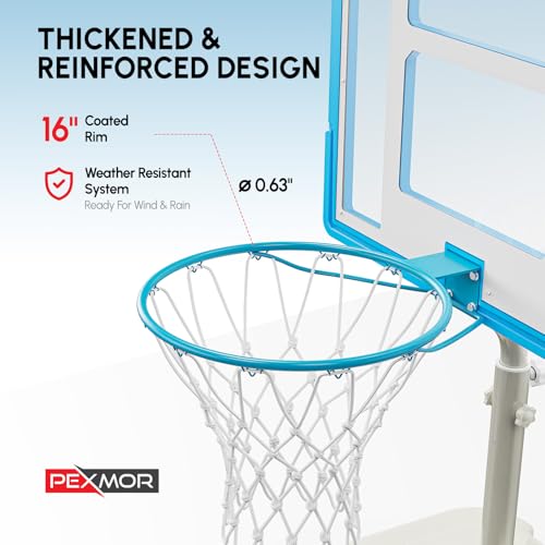 PEXMOR 2.95FT - 3.94FT Adjustable Height Basketball Hoop for Poolside, Shatterproof PC Backboard & Impact Resistant Filling Base, Upgraded Knobs Adjust Height Easily, for Pool Outdoor Teens Adults