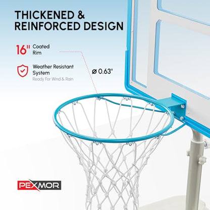 PEXMOR 2.95FT - 3.94FT Adjustable Height Basketball Hoop for Poolside, Shatterproof PC Backboard & Impact Resistant Filling Base, Upgraded Knobs Adjust Height Easily, for Pool Outdoor Teens Adults