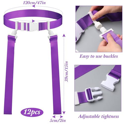 Peryiter 2/12/24/36 Player Flag Football Belt, Adjustable Football Belts and Flags for Kids Youth Adult Sport Team Training - color: Purple
