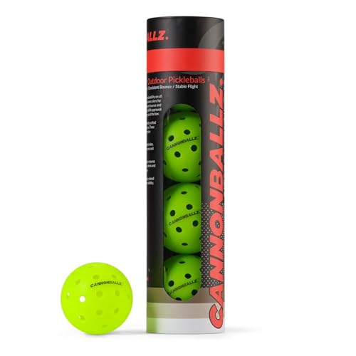 Cannonballz Outdoor Pickleball Balls, Official Ball of the UPL, Durable 40 Hole Seamless, USAPA Approved Tournament Balls for Training and Competition - size: 4 Pack