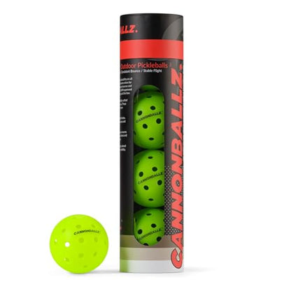 Cannonballz Outdoor Pickleball Balls, Official Ball of the UPL, Durable 40 Hole Seamless, USAPA Approved Tournament Balls for Training and Competition - size: 4 Pack
