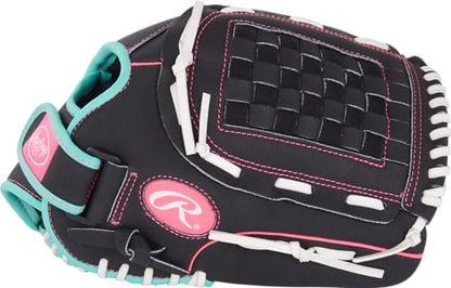 Rawlings | Sure Catch Series Youth Softball Glove - color: Black / Mint / Pink, size: 12.5"