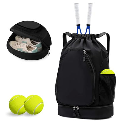 GQIIRL Tennis Bag for Women Men - Water Resistant Tennis Backpack to Hold 2 Rackets with Shoe Compartment, Lightweight Pickleball Paddles Badminton Squash Racquet Bags for Youth Girls Teenager