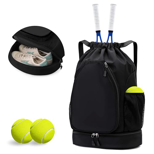 GQIIRL Tennis Bag for Women Men - Water Resistant Tennis Backpack to Hold 2 Rackets with Shoe Compartment, Lightweight Pickleball Paddles Badminton Squash Racquet Bags for Youth Girls Teenager