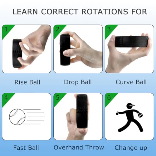 Softball Pitching Spinner, Overhand Throwing Trainer with Instant Spin&Release Feedback, Official 12" Size - color: Black
