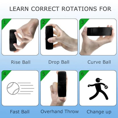 Softball Pitching Spinner, Overhand Throwing Trainer with Instant Spin&Release Feedback, Official 12" Size - color: Black