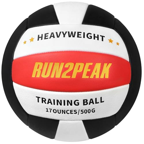 RUN2PEAK Heavy Weight Volleyball Ball Official Size 5 Setter Training Volleyballs PU Practice Volley Balls for Indoor Rebounder Equipment Setters Weighted Volleyball Setting Trainer - color: Red/Black/Golden