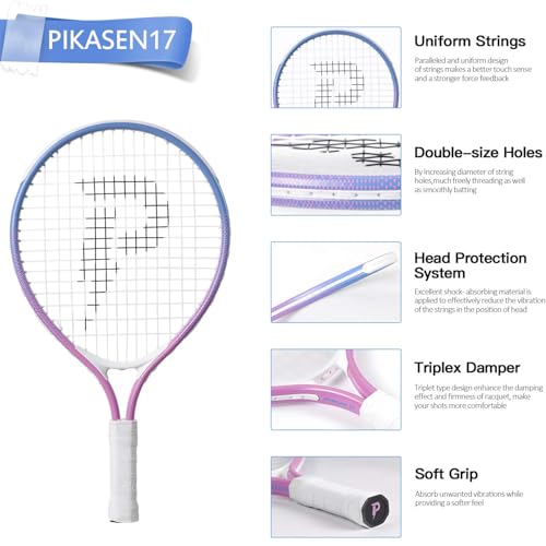 17" Kids Tennis Racket Best Starter Kit for Kids Age 4 and Under with Shoulder Strap Bag and Mini Tennis Racket Toddler Tennis Raquet - color: 19 inch PINK