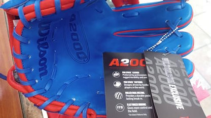 Wilson A2000 1786 Baseball Glove, Right Hand Throw, Infield Series - Exclusive Edition - color: Blue/Red/Dominican Flag