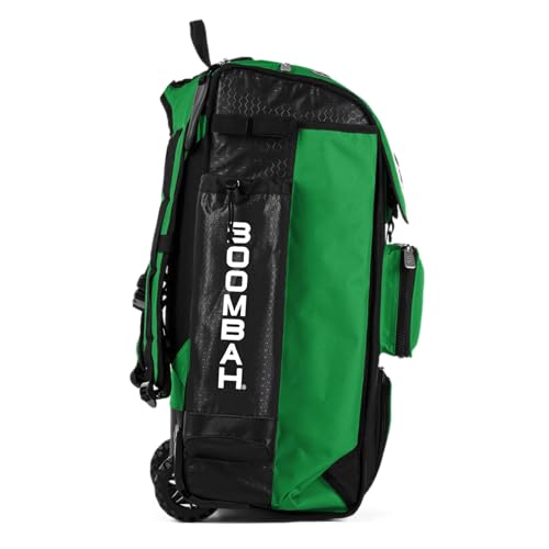Boombah Catchers Superpack Hybrid Rolling Bat Bag - Multiple Colors - Wheeled & Backpack Version - color: Black/Kelly Green