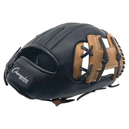 Champion Sports 12" Glove | Synthetic Leather Back and Front | Triple Bar Open Web and Conventional Back Design | Deep Set Pocket | Age: Adult Large-H.S. | Left-Handed Glove