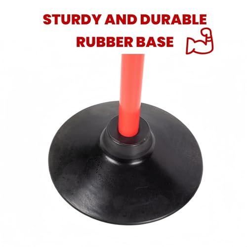 6 Pcs 5 FT Adjustable Agility Training Poles for Soccer,Basketball,Football, Horse,Dog-Speed and Agility Training Equipment Sports Training Poles with Rubber Bases and Bag - color: red