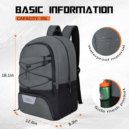 Goloni Soccer Backpack Bag with Separate Ball & Cleat Shoe Compartment,Sports Gym Backpack for Teen Girls Boys Men Women Kids - color: Dark Grey