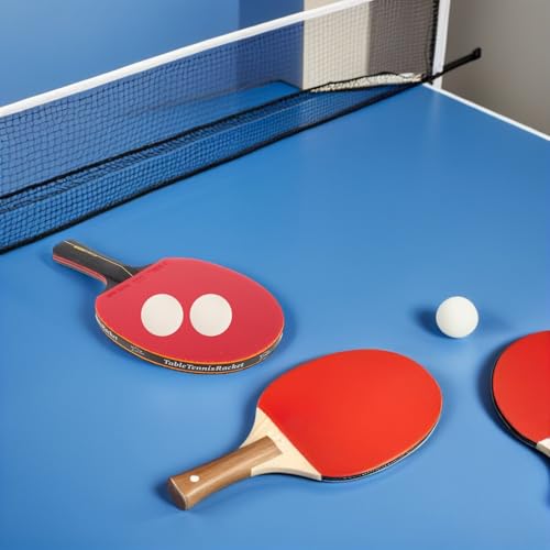 FUOYLOO Table Tennis Paddle Set for Students with 1 Long and 1 Short Pure Wood Rackets, 3 Ping Pong Balls, Anti-Slip Handles, Portable Trainer Kit for Home and Outdoor Sports
