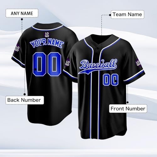 Custom Baseball Jersey Personalized Stitched Family Team Name Number Shirts Uniforms for Women Men Youth Kids - color: Black-15